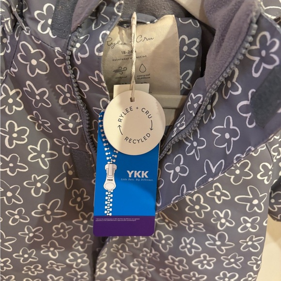 Rylee + Cru Blue Floret Down Snowsuit with hood/Faux Fur Trim 18-24 mo NWT - Picture 3 of 5